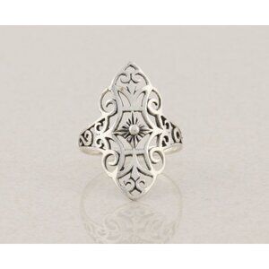 Sterling Silver Filigree Ring Navette Ring Size 8